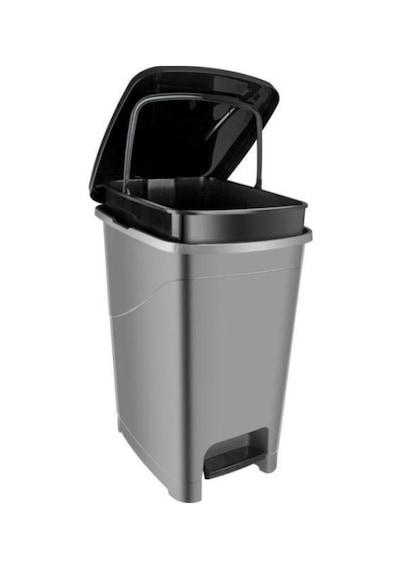Omnipazar Srl-3028 Slim Pedallı İç Kovalı Plastik Çöp Kovası 15 Litre Antrasit