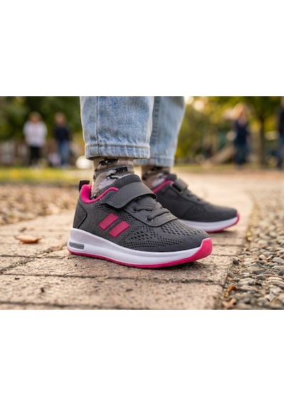 Çocuk Günlük Yumuşak Rahat Taban Triko Cırt Bantlı Spor Ayakkabı Sneaker Füme Fuşya Çocuk Günlük Yumuşak Rahat Taban Triko Cırt Bantlı Spor Ayakkabı Sneaker Füme Fuşya