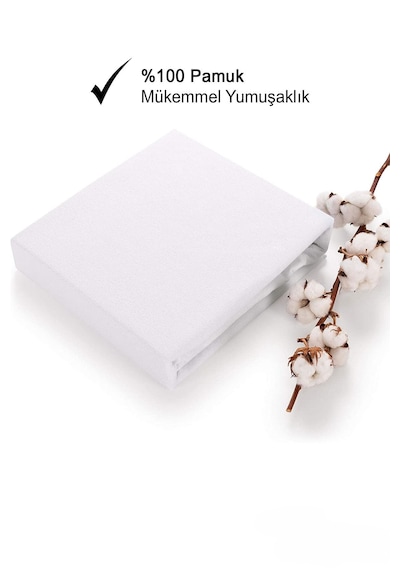 Yuenze Sıvı Geçirmez %100 Pamuk Yatak Alezi - Full Kenar Fitted Koruyucu Beyaz