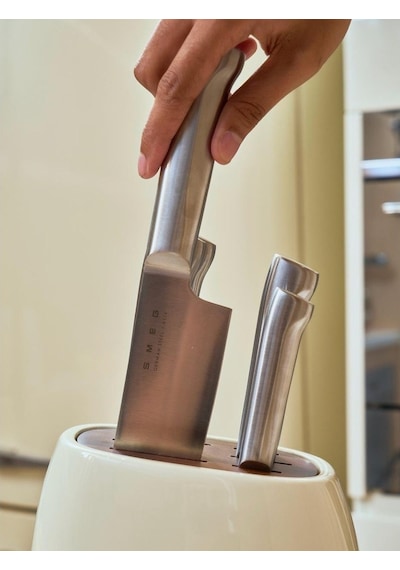 Smeg 50's Style Kbsf02 Krem Standlı Bıçak Seti Krem