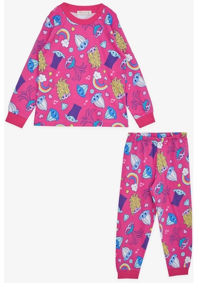 Babely Breeze Kız Çocuk Pijama Takımı Şirinler Desenli 1-4 Yaş, Fuşya-fuşya Fuşya