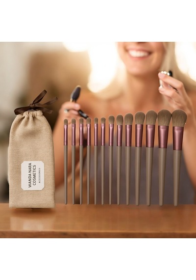 Wanda Nara Cosmetics Profosyonel Premium Beauty Kahve-gri Makyaj Aplikatör Fırçası 13 Lü Set