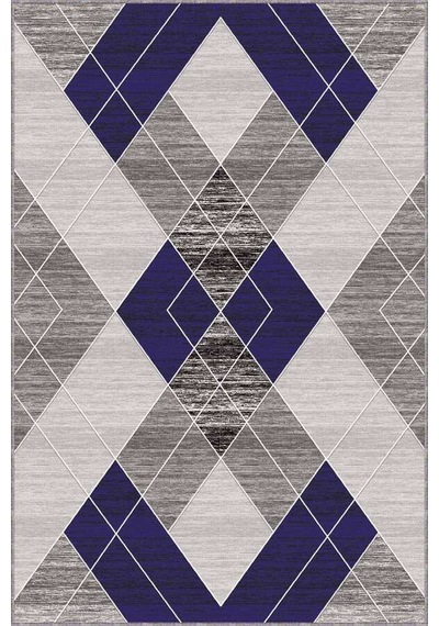 Lacivert Geometrik Kaymaz Tabanlı Dekoratif Halı Dd007n11