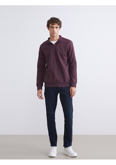 Lcwaıkıkı Classic Mürdüm Dik Yaka Uzun Kollu Erkek Kalın Sweatshirt
