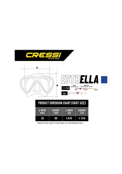 Parumarin Cressi Estrella Tek Parça Cam Dalış Maskesi Aquamarine
