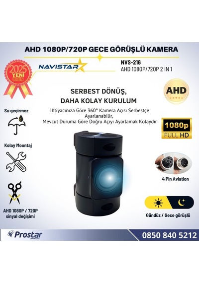 Cama Yapışan Ön Ve Kabin Görüş Kamerası Ahd 1080p/720p 4 Pin Aviation Soket Kamera