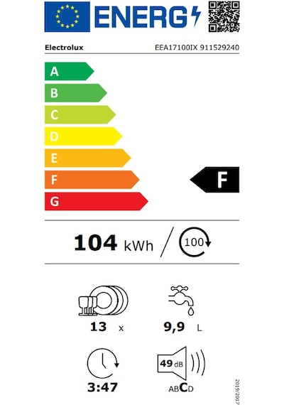 Electrolux EEA17100IX 5 Programlı 13 Kişilik Yarı Ankastre Bulaşık Makinesi
