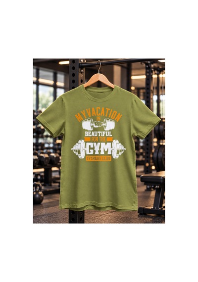 Segungear My Vacation Erkek Regular Fit Baskılı Spor Tişört Haki - 931651062 Haki