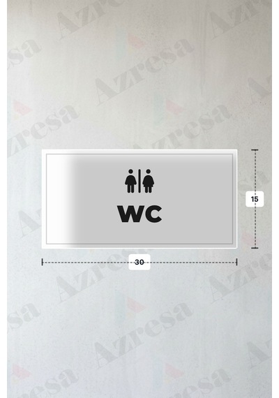 Wc Yazılı - Metal - Beyaz Renk - Kapı İsimliği - 30x15 Cm