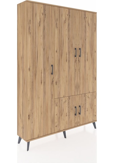 Arges Dolap 7 Raflı 5 Kapaklı Tek Askılı 132x30x195 Çam-çam/a... Çam
