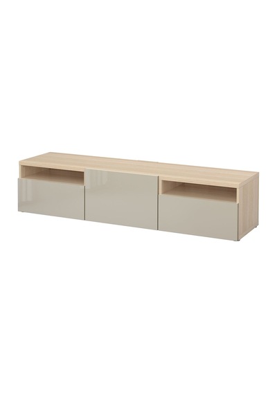Tv Sehpası, Ağartılmış Meşe Görünümlü-parlak Cila-bej, 180x42x39 Cm, Selsvıken, Çıt Çıt Raylı Meşe Tv Sehpası, Ağartılmış Meşe Görünümlü-parlak Cila-bej, 180x42x39 Cm, Selsvıken, Çıt Çıt Raylı Meşe