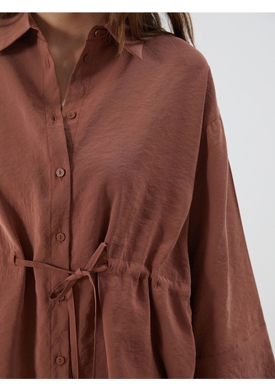 Lcwaıkıkı Classic Kahverengi Oversize Modal Karışımlı Kadın Gömlek