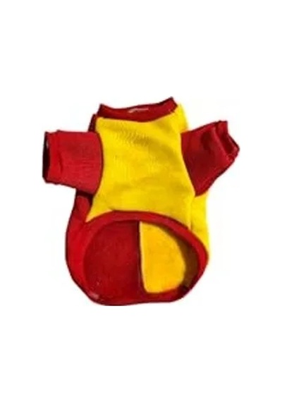 101Dzyn Kırmızı Ve Sarı Renkli Kedi Ve Köpek Sweatshirt, Small Beden 19-0303