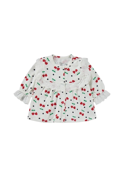 Civil Baby Puanlı Kiraz Emprime Fistolu Kız 6-18 Ay Pijama Takımı - Ekru