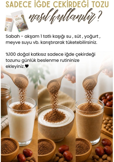 100 Gr Sadece Iğde Çekirdeği Tozu Unu Sadece Iğde Çekirdeğinden Öğütülmüştür % 100 Doğal