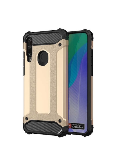 Kilifone - Huawei Uyumlu Y6p - Kılıf Çift Katman Zırh Tank Crash Military Kapak - Gold