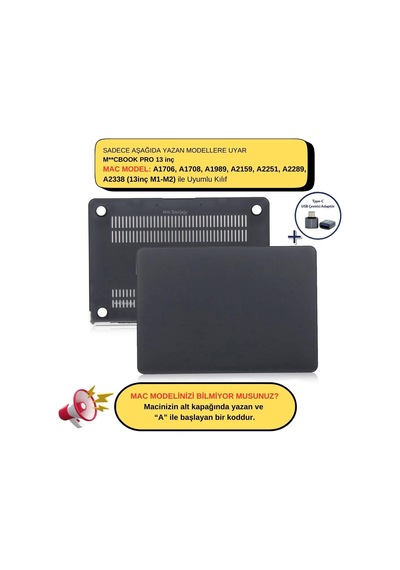 Macbook Pro 13 İnç M1 M2 Kılıf A2338 Uyumlu Mat Sert Koruyucu Kapak Hard Case A1706 A1708 A1989 A2159 A2251 A2289 Uyumlu İnce Hafif Buzlu Laptop Kılıfı Siyah Belirtilmemiş