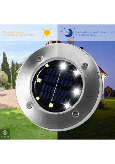 Technojet Solar Güneş Enerjili 8 Ledli Kazıklı Çim Zemin Bahçe Ay (546890466)