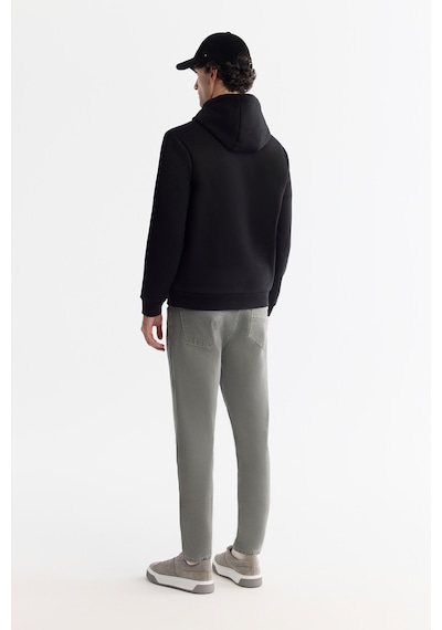 Avva Erkek Siyah Kapüşonlu 3 İplik Şardonlu Baskılı Regular Fit Sweatshirt A42y1303