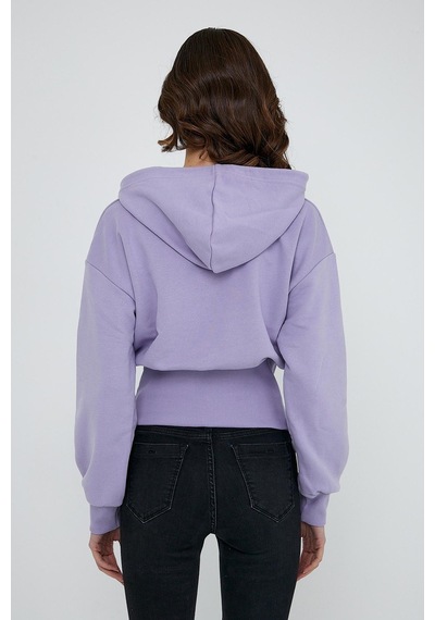 Kadın Karbon Fırçalı 3 İplik Oversize Sweatshirt Lila