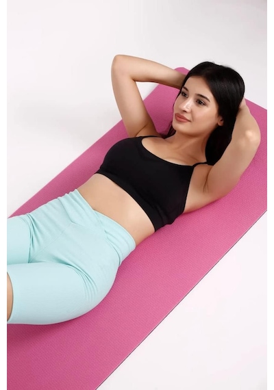 16 Mm Pilates Minderi Yoga Matı 180x60 Cm Mavi Mat Pembe Siyah