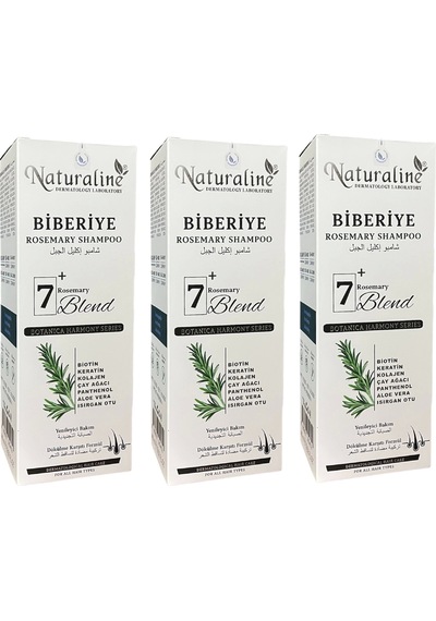 Naturaline Biberiye Şampuanı 400 Ml 3 Adet Roemary Shampoo 7 Doğal Bileşim Tüm Saçlar