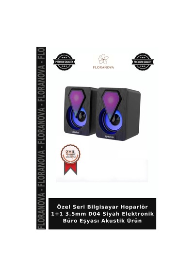 Özel Seri Bilgisayar Hoparlör 1+1 3.5mm D04 Siyah Elektronik Büro Eşyası Akustik Ürün