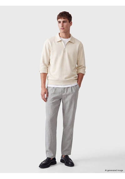 Lcw Vision Bej Polo Yaka Erkek Sweatshirt