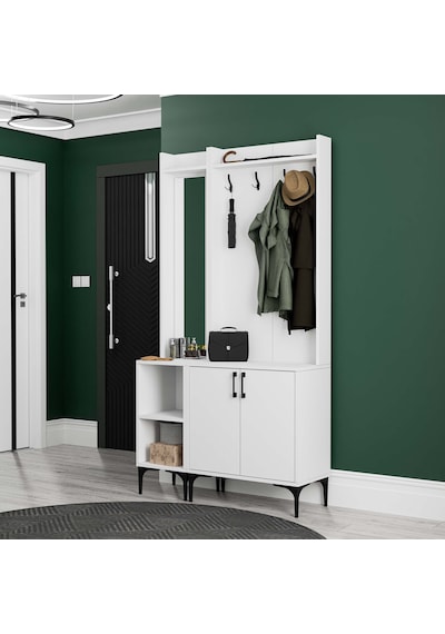 Set 5040-5000 Royal Sol Aynalı 2 Kapaklı 4 Askılı 2 Raflı Portman