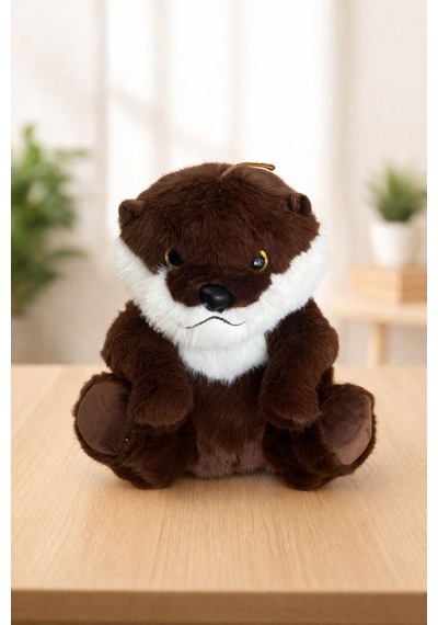 Peluş Oturan Kunduz 30cm Kahverengi