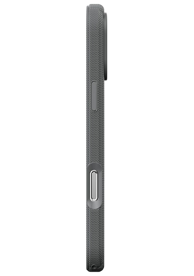 Apple Uyumlu iPhone 17 Pro Max Kılıf Magsafe Şarj Özellikli Çizgi Desenli Kumaş Dokulu Lorin Kapak Gri