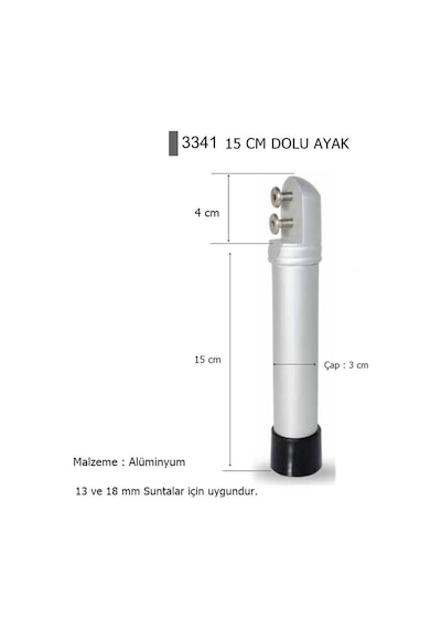 Eymenyapimarket Islak Hacim Kompakt Wc Kabin Dolu Ayak 15 Cm Alüminyum