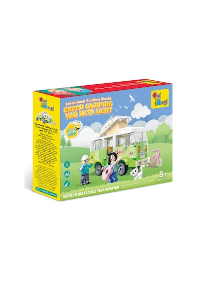 Ogi Mogi Toys Eğitici Bloklar Işıklı Yeşil Karavan 304 Parça, Yapı Seti