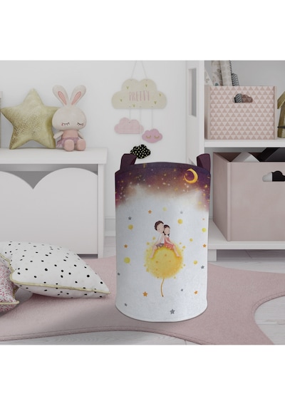Mekta Home Bebek Ve Çocuk Odası Sevimli Çocuklar Yıldız Desenli Oyuncak Sepeti Renkli Çok Renkli