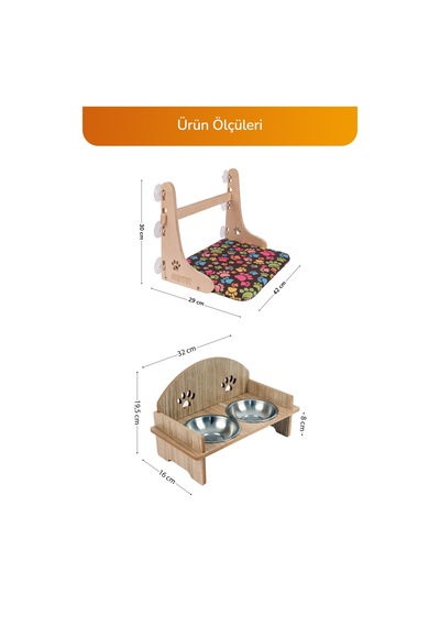4 Lü Pati Desen Kedi Ve Küçük-orta Irk Köpekler İçin Konfor Seti, Çadır, Minder, Mama Kabı, Vantuzlu Cam Yatağı