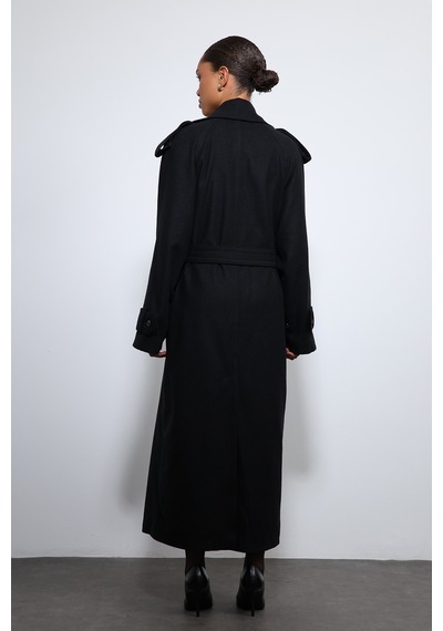 Antioch Oversize Kemerli Kaban Siyah