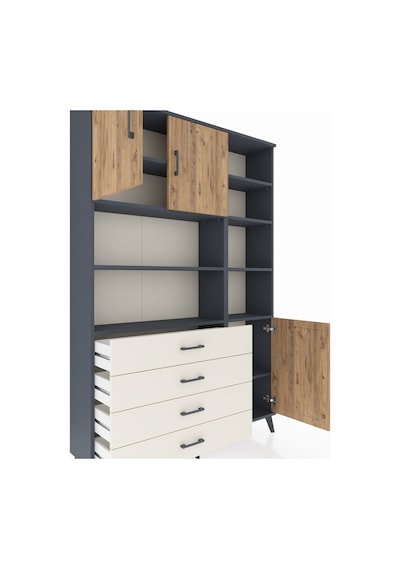 Arges Dolap 9 Raflı 4 Çekmeceli 3 Kapaklı 132x30x195 Antrasit... Antrasit