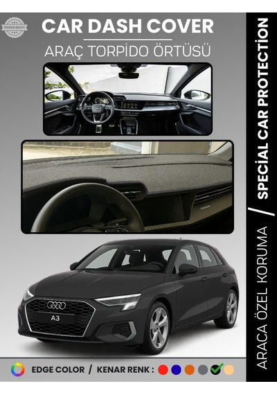 Audi A3 2020+ Torpido Örtüsü Ön Göğüs Koruma Torpido Koruma Araca Özel Kaymaz Kolay Montaj - 878 Stiloto