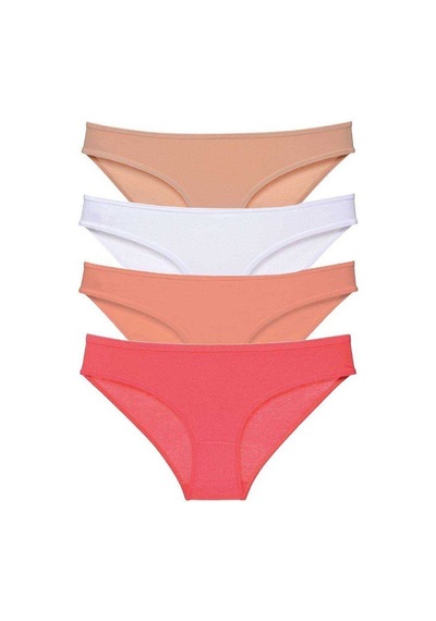 4 Adet Süper Eko Set Likralı Kadın Slip Külot Ten Beyaz Pudra Fuşya Standart