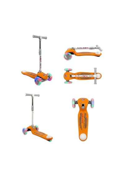 Gtpro Çocuk Scooter Katlanabilir 3+yaş 3tekerli Led Işıklı 50kğ Kapasite Turuncu