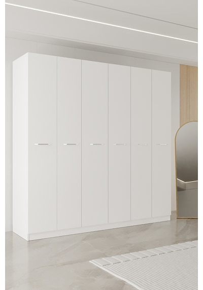 Aeka Ae-2190 Hisar 6 Kapaklı Çok Bölmeli Askılı Ve Raflı Geniş Hacimli Gardırop 210x210 Cm Beyaz Aeka Ae-2190 Hisar 6 Kapaklı Çok Bölmeli Askılı Ve Raflı Geniş Hacimli Gardırop 210x210 Cm Beyaz