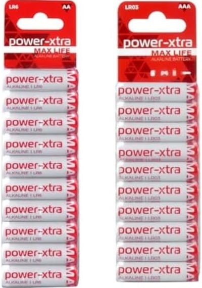 Power-xtra Aa Alkalin Kalem Pil 10'lu Aaa Alkalin İnce Pil 10'lu Paket 20 Adet