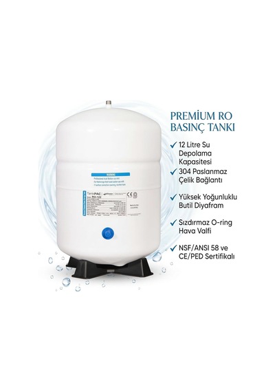 Pae Ro-122 Ters Ozmoz Su Depolama Tankı, 12 Litre, Basınçlı Tank