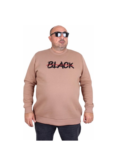 Moc Grande Mocgrande Erkek Büyük Beden Sıfır Yaka 3ip Sweat Black 24202 S.kahve