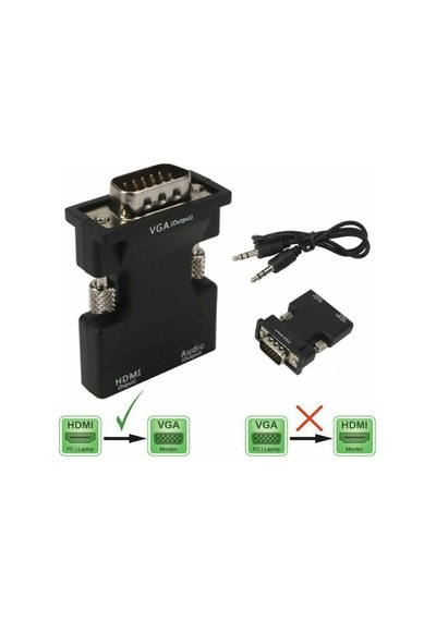 Hdmi To Vga Kablo Çevirici Dönüştürücü + Ses Destekli Mg-2163 (468077392)