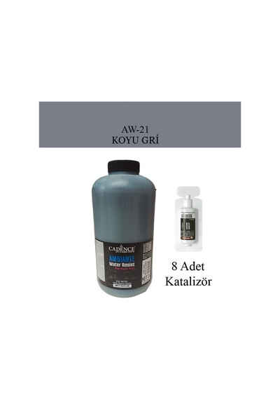Ambiante Suya Dayanıklı Islak Zemin Boyası Aw-21 Koyu Gri 2 Litre + Katalizör Koyu Gri