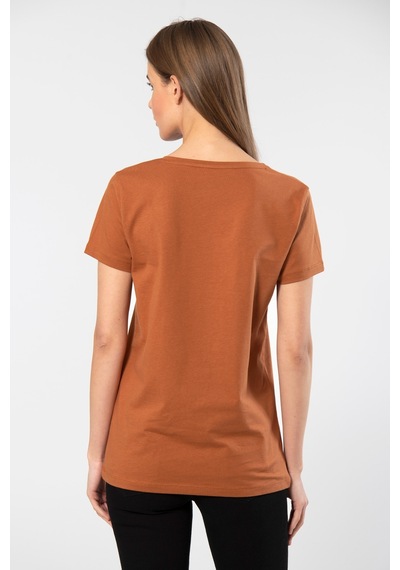 Wtshirt Venice Kısa Kollu V Yaka Kadın T-shirt Tarçın 001
