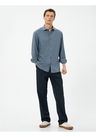 Koton Basic Gömlek Slim Fit Yarım İtalyan Yaka Düğmeli Antrasit 4sam60170hw Koton Basic Gömlek Slim Fit Yarım İtalyan Yaka Düğmeli Antrasit 4sam60170hw
