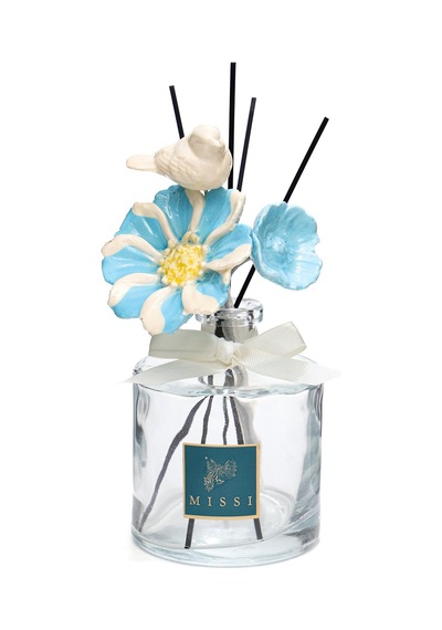 Crystal Bloom Collection Azure-parlak Sırlı Seramik Çiçekli Oda Kokusu-vanilya Sandal
