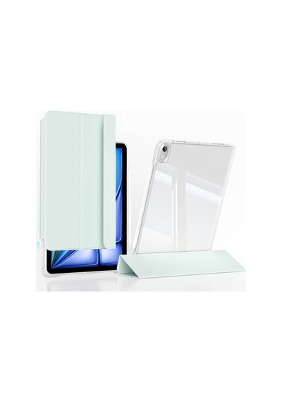 Apple iPad Uyumlu  Air 11 2024 Kılıf Magnetik Ayrılabilen Airbagli Zore Sliding Tablet Kılıfı-açık Yeşil Kapaklı Kılıf